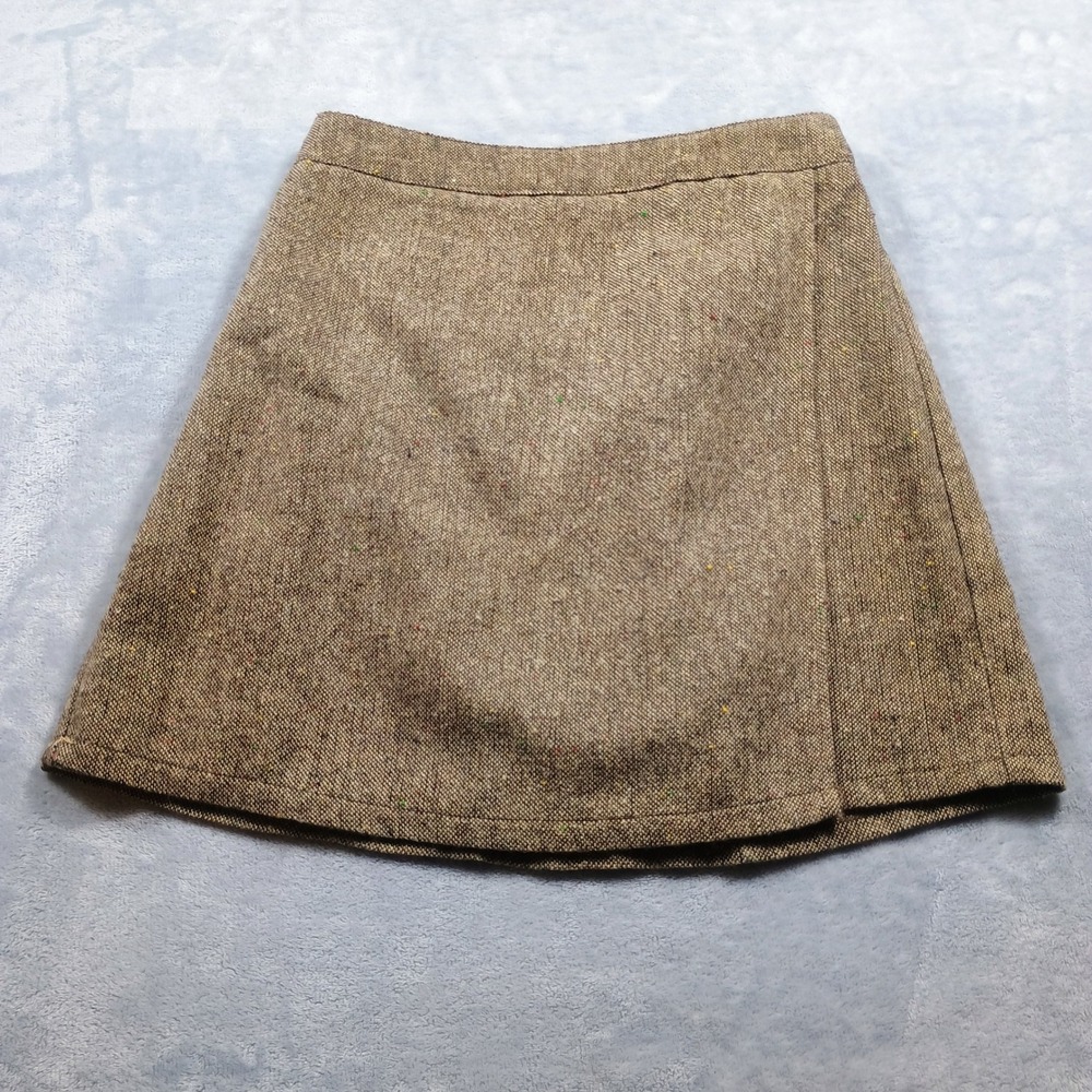 Copper Key Women Mini Skirt Brown‎ XS Tweed Faux Wrap CJ6496TWE